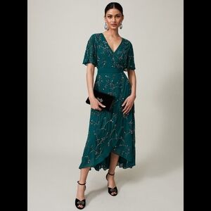 Phase Eight embroidered wrap dress (NWT)
